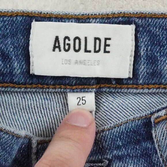 AGOLDE Nico High-Rise Skinny Jeans Womens 25 Button Fly Blue Denim - Picture 4 of 11